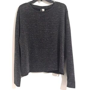 H&M Size L Divided Elegant Black Sparkly Long Sleeve Top